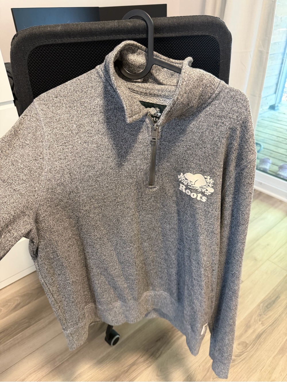 Roots Canada Quarter-Zip Fleece Pullover – Heather Grey – Large